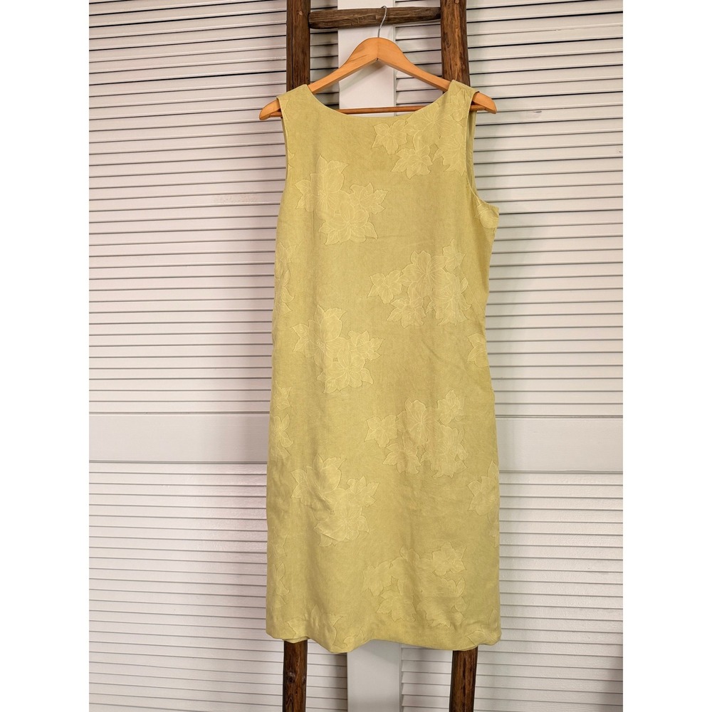 Tommy Bahama‎ Shift Dress Womens 12 Yellow Silk Floral Jacquard Sleeveless